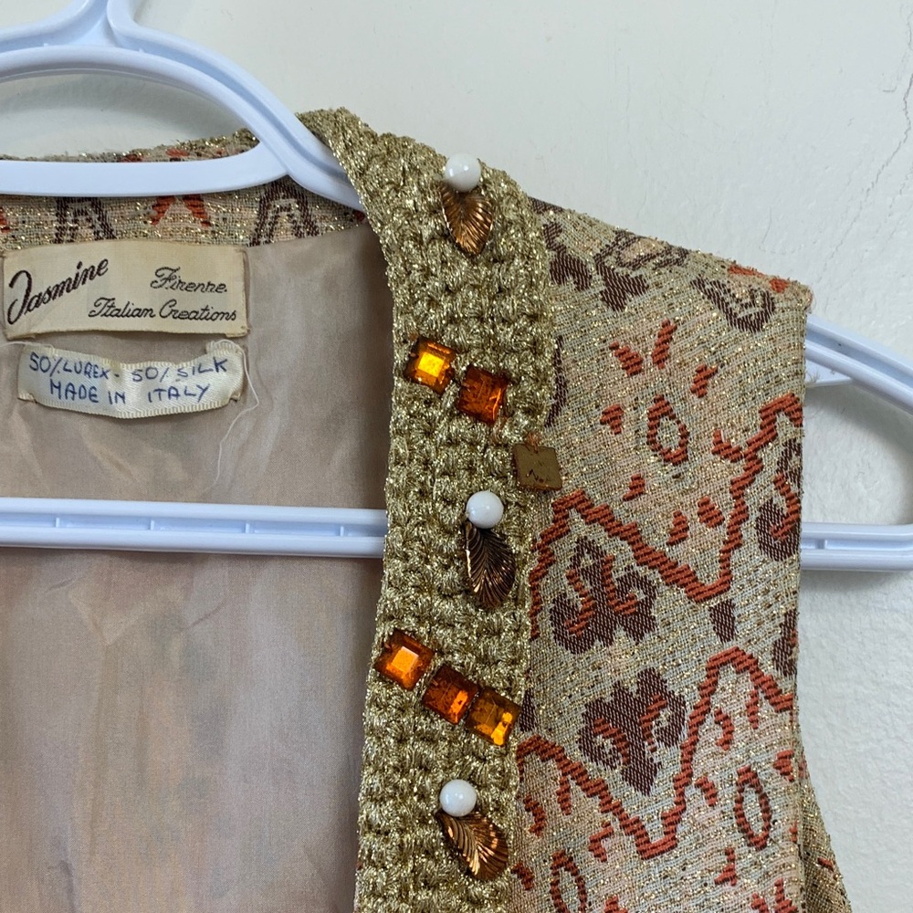 Jasmine Florence one of a kind metallic vest w embellishments, Gold